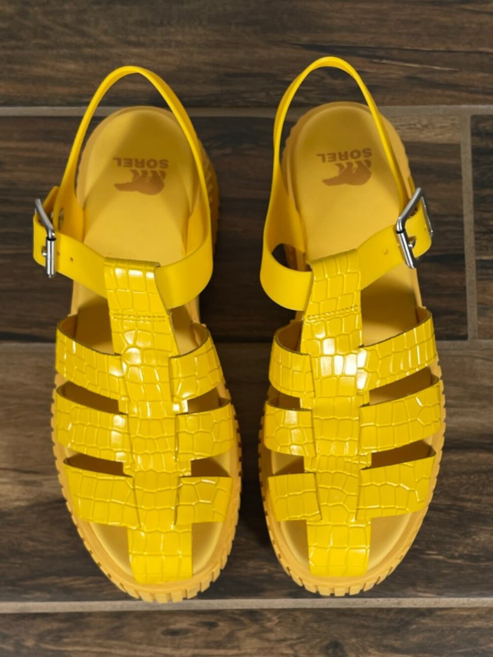 Sorel Ona Streetworks Fisherman Mid Sandal Shoes Womens Sz 9 Yellow Ray Leather - Picture 11 of 12
